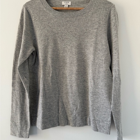 J Crew Heather Gray Crewneck Cotton Teddie Sweater - Picture 1 of 4